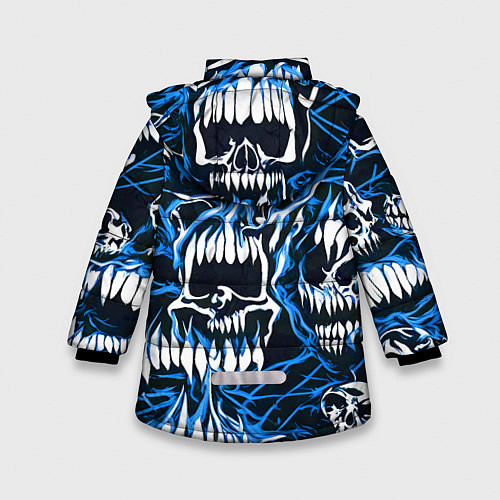 Зимняя куртка для девочки Белые зубы и синие линии / 3D-Черный – фото 2