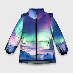 Зимняя куртка для девочки Северное сияние на природе ai art