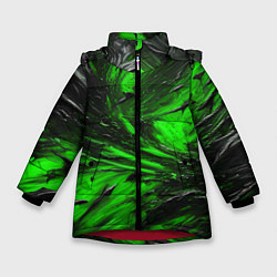 Зимняя куртка для девочки Чёрная и зелёная субстанция