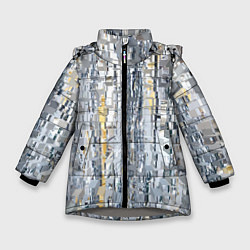 Куртка зимняя для девочки Серебряные блоки, цвет: 3D-светло-серый