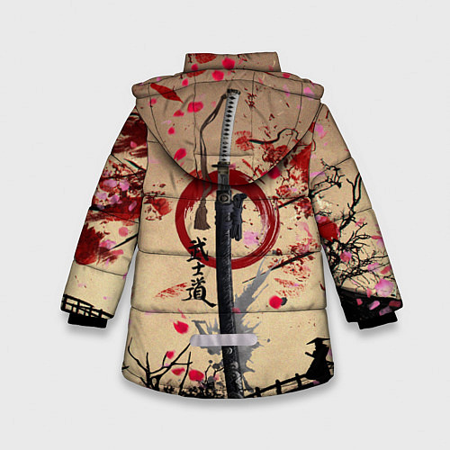 Зимняя куртка для девочки Лепестки скауры Toyota / 3D-Черный – фото 2