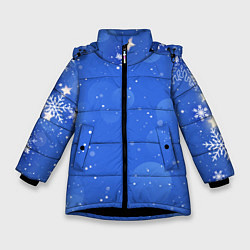 Куртка зимняя для девочки Снежный паттерн, цвет: 3D-черный