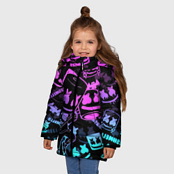 Куртка зимняя для девочки Marshmello neon pattern, цвет: 3D-светло-серый — фото 2