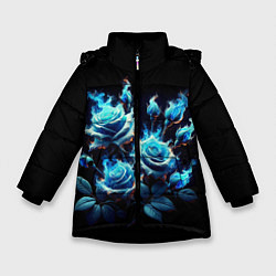 Зимняя куртка для девочки Розы в голубом огне