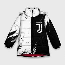 Куртка зимняя для девочки Juventus краски чёрнобелые, цвет: 3D-красный