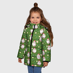Куртка зимняя для девочки Курица и цветы паттерн, цвет: 3D-красный — фото 2