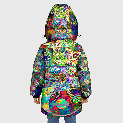 Зимняя куртка для девочки Знаковые пузырьки / 3D-Красный – фото 4