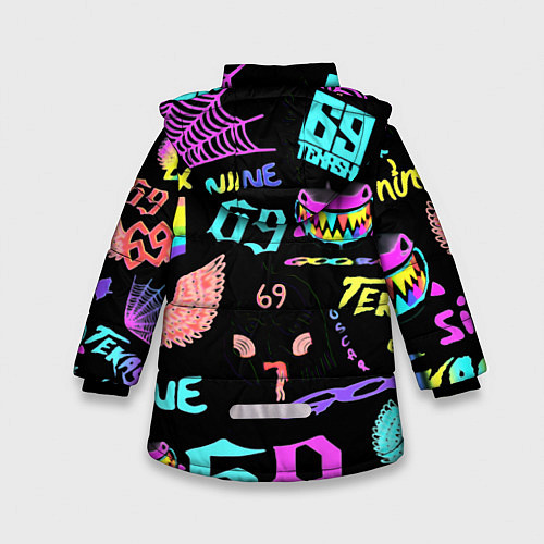 Зимняя куртка для девочки 6ix9ine logo rap bend / 3D-Черный – фото 2