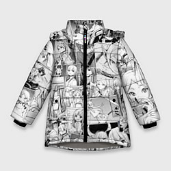 Куртка зимняя для девочки Провожающая в последний путь Фрирен узор, цвет: 3D-светло-серый