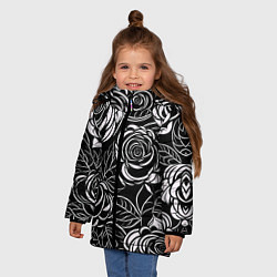 Куртка зимняя для девочки Цветочные паттерны, цвет: 3D-черный — фото 2