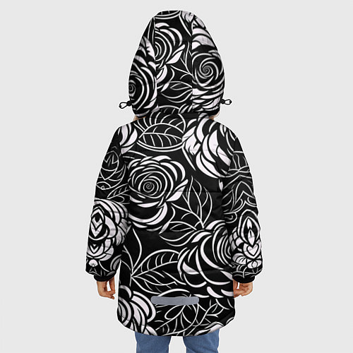 Зимняя куртка для девочки Цветочные паттерны / 3D-Светло-серый – фото 4