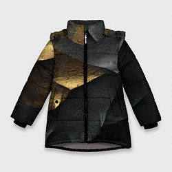 Зимняя куртка для девочки Черная текстура с золотистым напылением