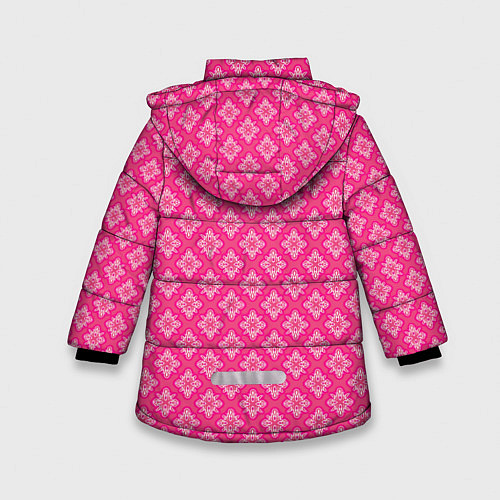Зимняя куртка для девочки Паттерн узоры розовый / 3D-Черный – фото 2