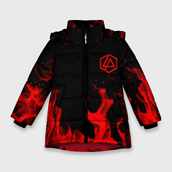 Зимняя куртка для девочки Linkin Park красный огонь лого
