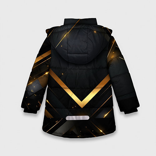 Зимняя куртка для девочки Gold luxury black abstract / 3D-Красный – фото 2