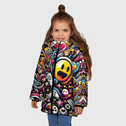 Куртка зимняя для девочки Паттерн с играми, цвет: 3D-светло-серый — фото 2