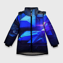 Куртка зимняя для девочки Black blue background abstract, цвет: 3D-светло-серый