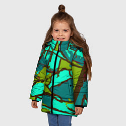Куртка зимняя для девочки Цветная геометрия, цвет: 3D-черный — фото 2