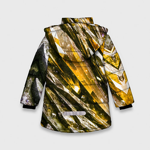 Зимняя куртка для девочки Драгоценные кристаллы жёлтые / 3D-Черный – фото 2