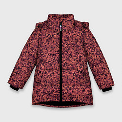 Куртка зимняя для девочки Паттерн мелкая мозаика тёмно-розовый, цвет: 3D-черный