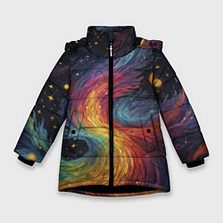 Зимняя куртка для девочки Звездный вихрь абстрактная живопись
