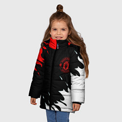 Куртка зимняя для девочки Manchester United flame fc, цвет: 3D-светло-серый — фото 2