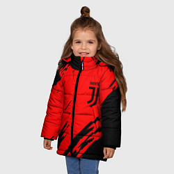 Куртка зимняя для девочки Juventus краски спорт фк, цвет: 3D-красный — фото 2