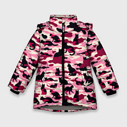 Зимняя куртка для девочки Камуфляжные розовые котики