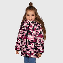 Куртка зимняя для девочки Камуфляжные розовые котики, цвет: 3D-красный — фото 2