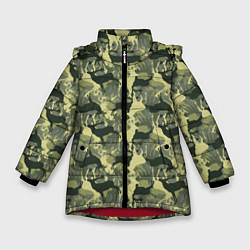 Куртка зимняя для девочки Олени - камуфляж, цвет: 3D-красный