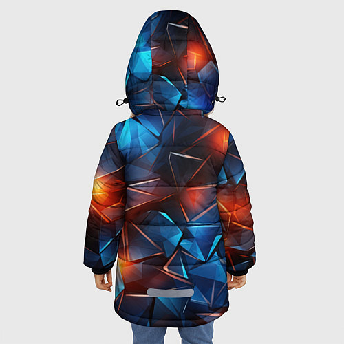 Зимняя куртка для девочки Синие и красные осколки стекла / 3D-Красный – фото 4