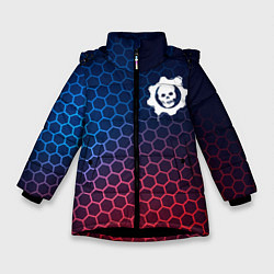 Куртка зимняя для девочки Gears of War неоновые соты, цвет: 3D-черный