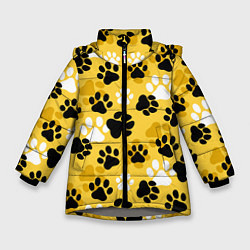 Куртка зимняя для девочки Собачьи следы, цвет: 3D-светло-серый