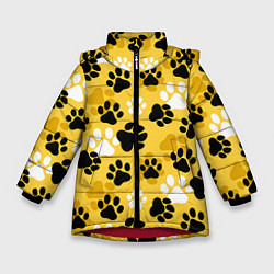 Куртка зимняя для девочки Собачьи следы, цвет: 3D-красный