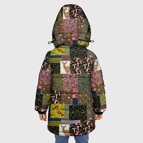 Зимняя куртка для девочки Пэчворк лесной / 3D-Красный – фото 4