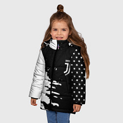 Куртка зимняя для девочки Ювентус спорт краски текстура, цвет: 3D-красный — фото 2