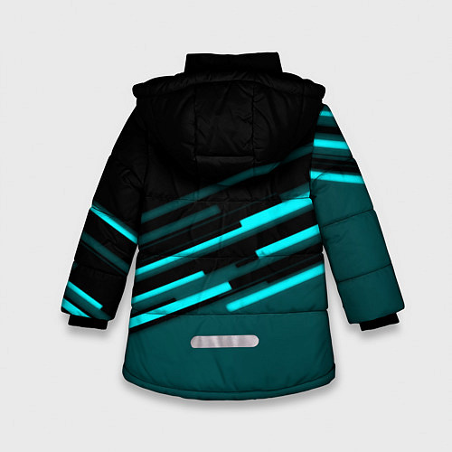 Зимняя куртка для девочки Tesla sport geometry car / 3D-Черный – фото 2