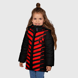Куртка зимняя для девочки BMW geometry sport red strupes, цвет: 3D-красный — фото 2