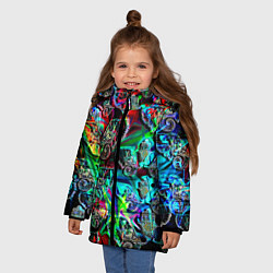 Куртка зимняя для девочки Слоники в орнаменте, цвет: 3D-красный — фото 2