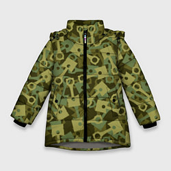 Куртка зимняя для девочки Поршни двигателя - камуфляж, цвет: 3D-светло-серый