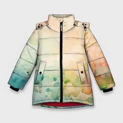 Куртка зимняя для девочки Светлая акварель, цвет: 3D-красный
