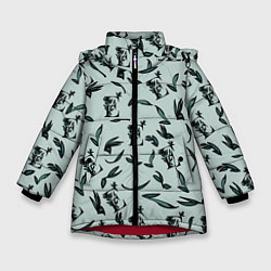 Куртка зимняя для девочки Листья и буква Е, цвет: 3D-красный