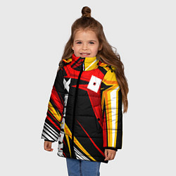 Куртка зимняя для девочки Роблокс - спортивная абстрация, цвет: 3D-красный — фото 2