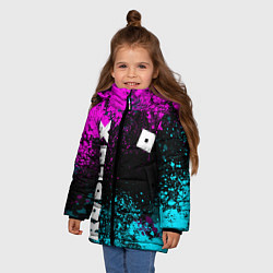 Куртка зимняя для девочки Роблокс - неоновые брызги, цвет: 3D-красный — фото 2