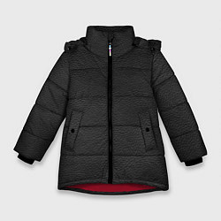 Куртка зимняя для девочки Чёрная мятая кожа, цвет: 3D-красный