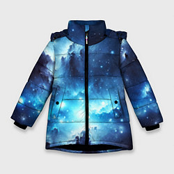 Зимняя куртка для девочки Космический голубой пейзаж