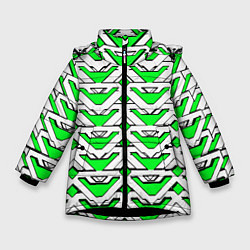 Зимняя куртка для девочки Бело-зелёный узор