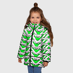 Куртка зимняя для девочки Бело-зелёный узор, цвет: 3D-черный — фото 2