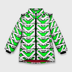 Зимняя куртка для девочки Бело-зелёный узор