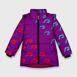 Куртка зимняя для девочки НФС лого градиент текстура, цвет: 3D-красный